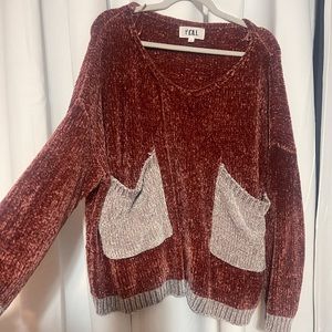 Chenille sweater with oversized pockets